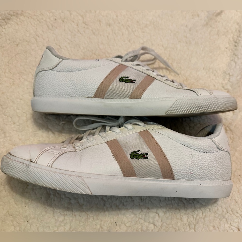 Lacoste Grand Vulc 120 1 P White and Pink Leather Sneakers